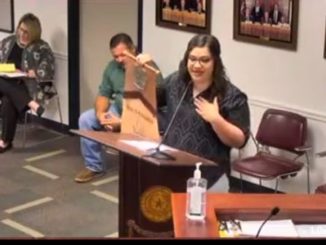 Screen shot of Brazos County 4-H program assistant Michaela Donaldson from the Facebook Live feed of the July 6, 2021 Brazos County commission meeting.