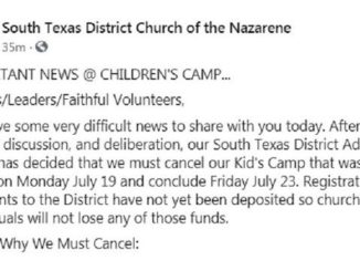 Screen shot from the South Texas District Church of the Nazarene Facebook page.