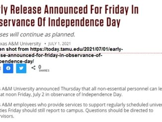 Screen shot from https://today.tamu.edu/2021/07/01/early-release-announced-for-friday-in-observance-of-independence-day/