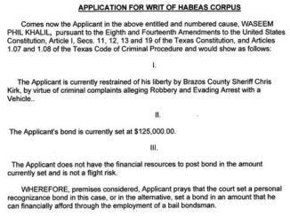 Screen shot from Brazos County district court document.