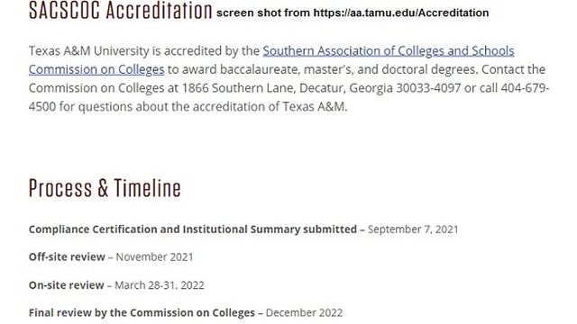 Screen shot from https://aa.tamu.edu/Accreditation