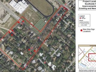 Screen shot from city of College Station document showing locations of new stop signs in the Southside neighborhood.