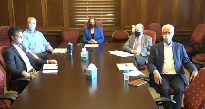 Screen shot of Texas A&M president Katherine Banks and other university administrators from the September 13, 2021 faculty senate meeting video at https://youtu.be/0z-nKx2rofU