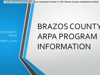 Screen shot from a presentation given during the October 5, 2021 Brazos County commission meeting.