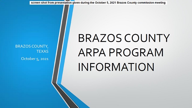 Screen shot from a presentation given during the October 5, 2021 Brazos County commission meeting.