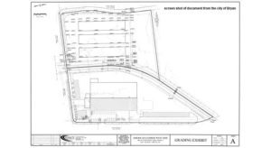 Screen shot from a city of Bryan document showing the site plan for the expansion at American Lumber.