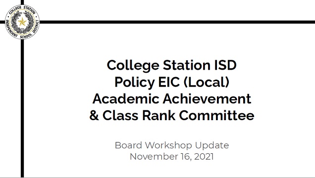 Screen shot from College Station ISD document.
