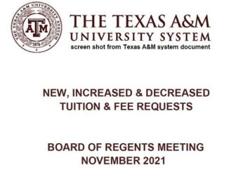 Screen shot from a Texas A&M system document.