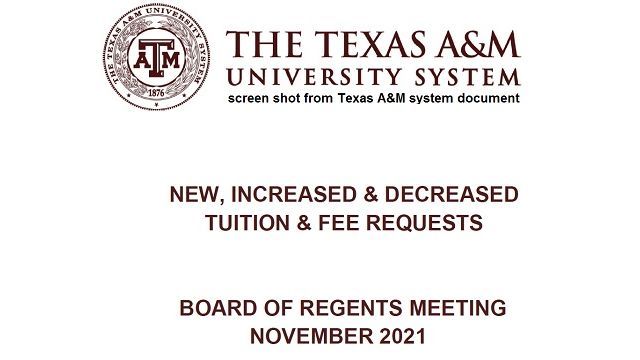 Screen shot from a Texas A&M system document.