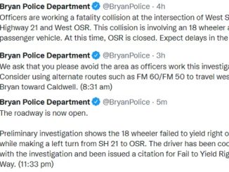 Screen shots from the Bryan police department's Twitter account.