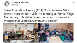 Screen shots from the College Station ISD Twitter account.