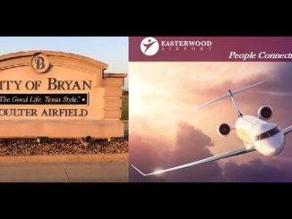 WTAW News photo of the Coulter Field airport sign and Easterwood Airport image from an Easterwood document.
