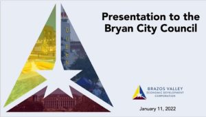 Screen shot from Brazos Valley EDC presentation to the Bryan city council.