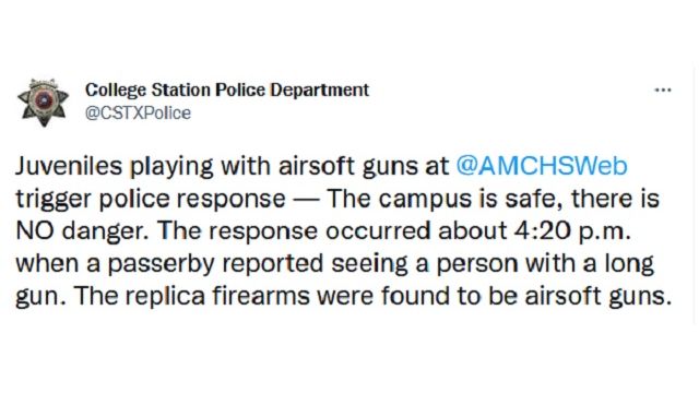 Screen shot from the College Station police department's Twitter account.