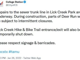 Screen shot from the city of College Station's Twitter account.