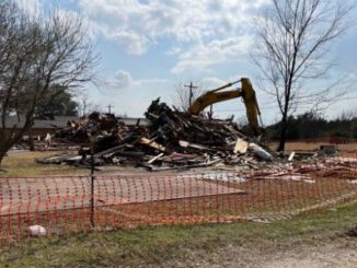 Demolition of two homes on the site of Blinn College's new Bryan campus administration building, February 22, 2022.