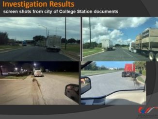 Screen shots from city of College Station documents showing parked semis and trailers on Birmingham Road.