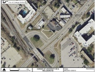 Image from the city of College Station showing in the white outline the affected area.