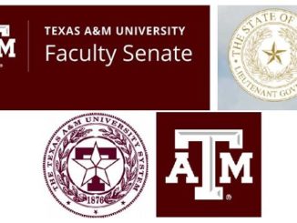 Images from the Texas A&M faculty senate website, the Texas lieutenant governor's website, the Texas A&M system, and Texas A&M university.