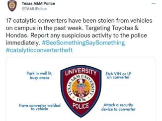 Screen shot from the Texas A&M police department's Twitter account.