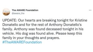 Screen shot from The AWARE Foundation's Twitter account.