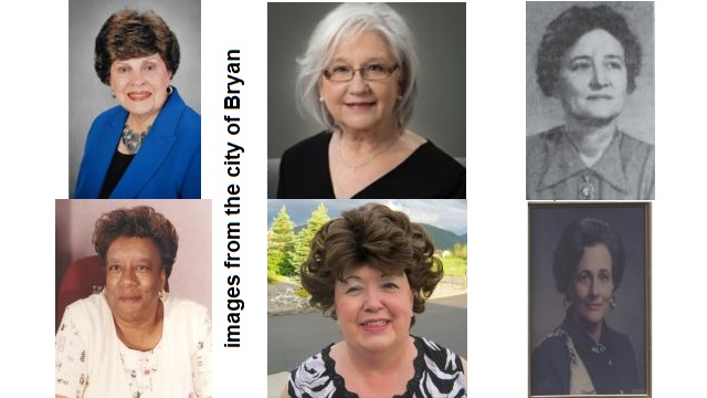 Images from the city of Bryan of (Top Row L-R) Helen Chavarria, Ann Horton, and Lucy Harrison and (Bottom Row (L-R) Annette Stephney, Kandy Rose, and Mary Ann Parker.