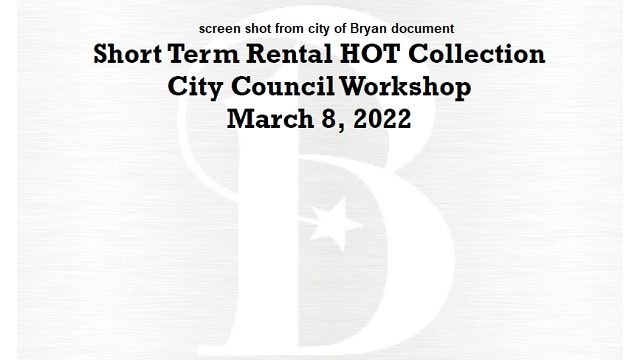 Screen shot from city of Bryan document.