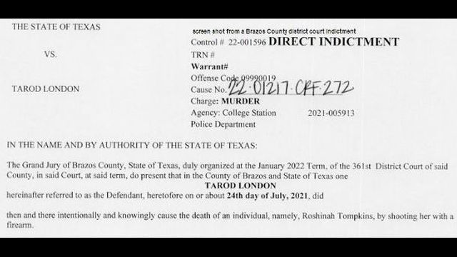 Brazos County Grand Jury Issues Murder Indictment Involving The Death