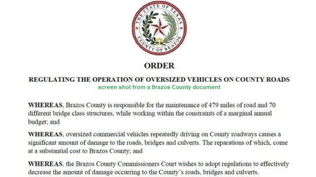 Screen shot from a Brazos County document.