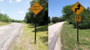 Traffic signs in the area of I&GN and Straub Roads, May 28 2022.