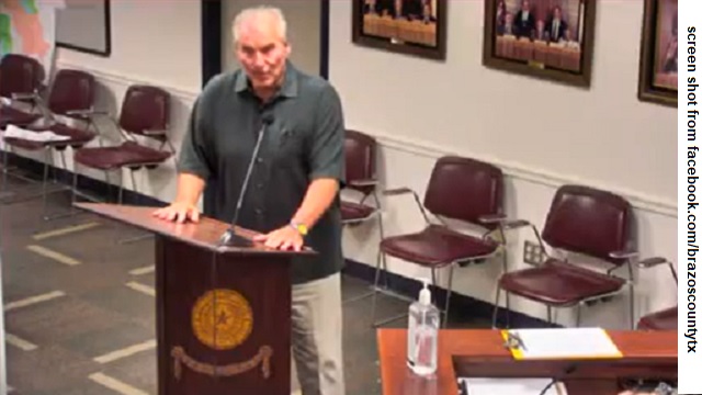 Screen shot of Fred Brown from the May 31, 2022 Brazos County commission meeting from facebook.com/brazoscountytx