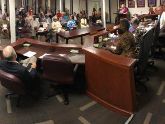 A panoramic view of those attending the Brazos County commission's elections office workshop meeting on June 7, 2022.