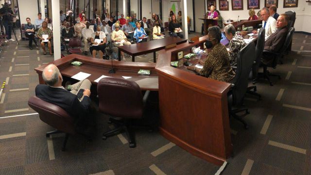 A panoramic view of those attending the Brazos County commission's elections office workshop meeting on June 7, 2022.