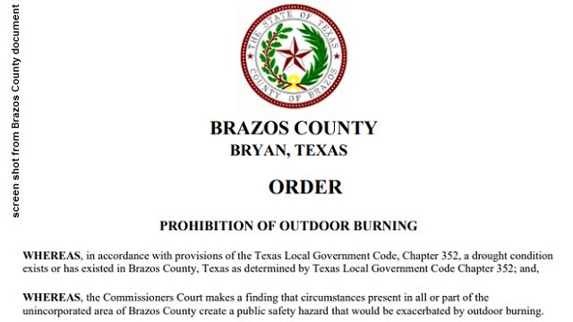 Screen shot from Brazos County document.