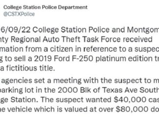 Screen shots from the College Station police department's Twitter account.