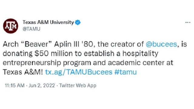 Screen shots from the Texas A&M Twitter account.