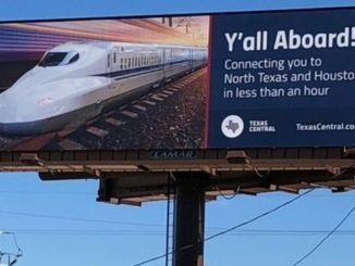 Photo taken of Texas Central billboard along Highway 30 in Grimes County, December 21, 2018.