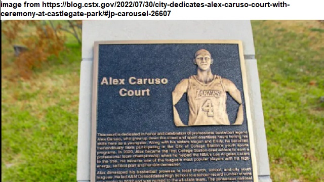 Screen shot from https://blog.cstx.gov/2022/07/30/city-dedicates-alex-caruso-court-with-ceremony-at-castlegate-park/#jp-carousel-26607