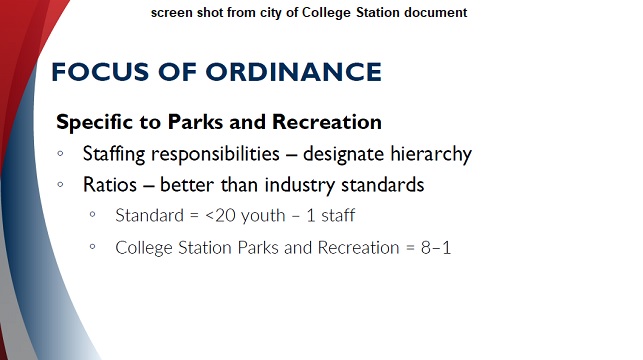 Screen shot from a city of College Station document.