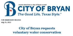 Screen shot from a city of Bryan e-mail.