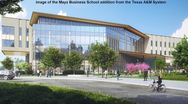 Image of the Mays Business School addition from the Texas A&M system.