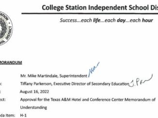 Screen shot from a College Station ISD document.