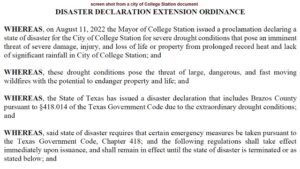 Screen shot from a city of College Station document.