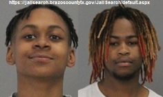 Photos of (L-R) Mia Thomas and Isaiah James Johnson from https://jailsearch.brazoscountytx.gov/JailSearch/default.aspx