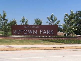 City of Bryan's Midtown Park entry signage at Villa Mara and Midtown Park Blvd. Photo taken June 16, 2021.