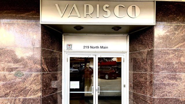 Signage at the entrance to the Varisco building, August 20, 2022.
