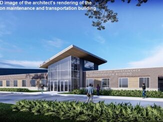 Bryan ISD image of the architect's rendering of the Halliburton Auxiliary Services building.