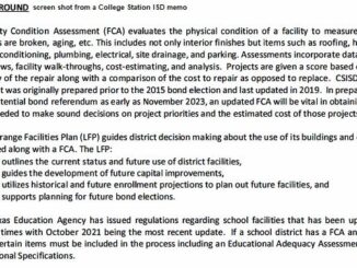 Screen shot from a College Station ISD memo.