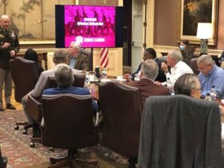 Texas A&M corps of cadets commandant Patrick Michaelis addressing the A&M system board of regents on November 11, 2022.