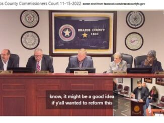 Screen shot from the Facebook Live video of the November 15, 2022 Brazos County commission meeting.